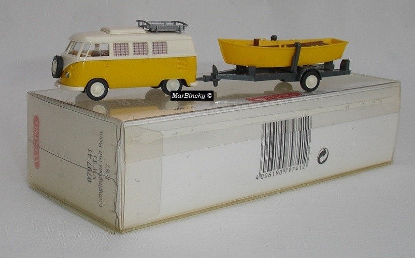 Wiking 0797 41 VW T1 Camping Bus met Roeiboot 1/87 !, Hobby en Vrije tijd, Ophalen of Verzenden, Zo goed als nieuw, Bus of Vrachtwagen