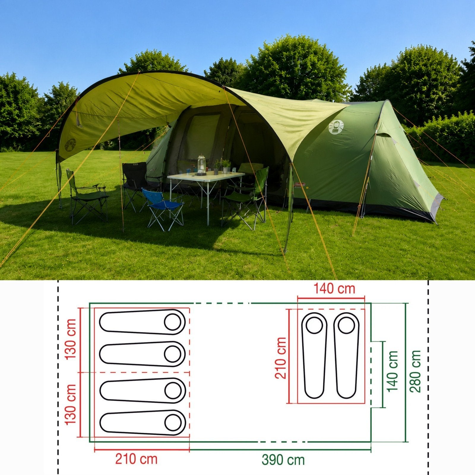 Coleman Cook 6 tunneltent - Zo goed als nieuw!, Ophalen, Zo goed als nieuw, Tot en met 6
