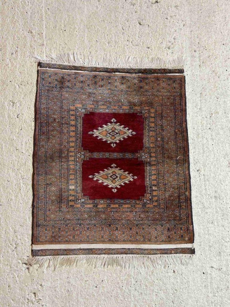 Vierkant Oosters tapijt klassiek roodbruin oker beige 74/61