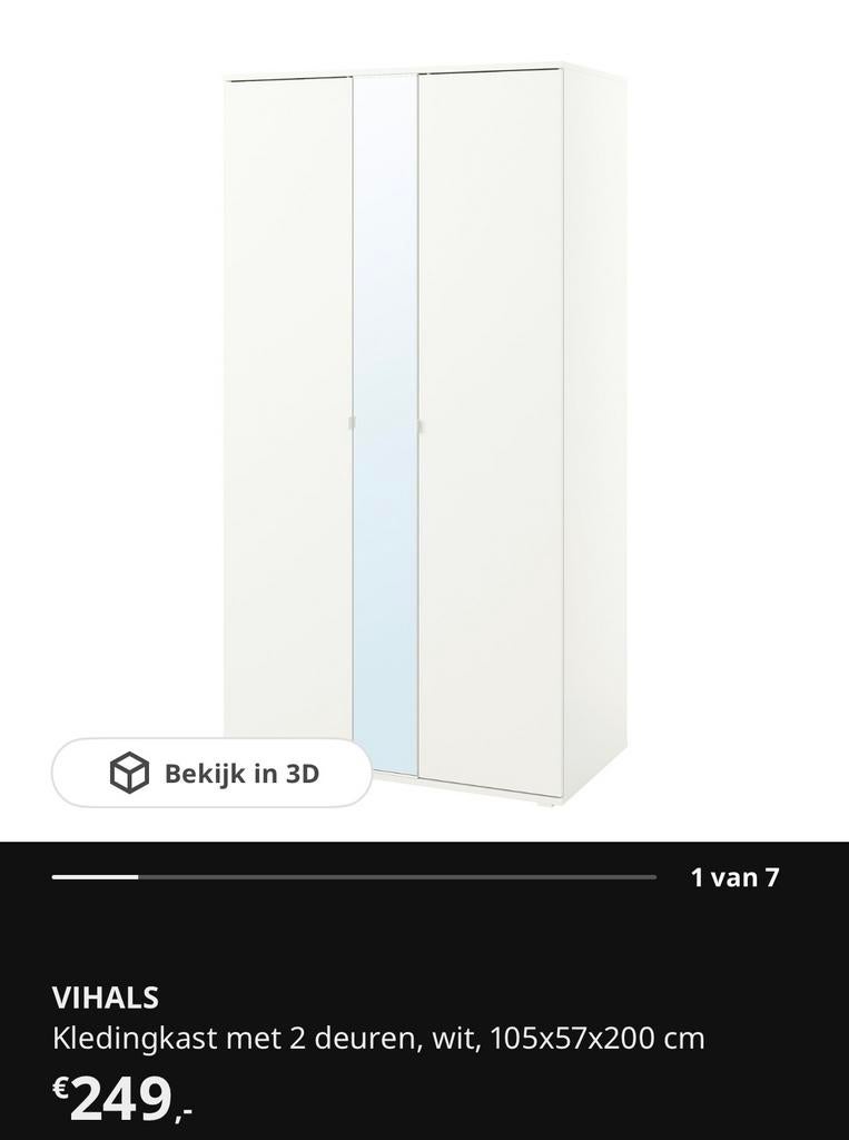 Kledingkast (vihals ikea), Huis en Inrichting, Kasten | Kledingkasten, Ophalen, Met deur(en), Gebruikt, 100 tot 150 cm