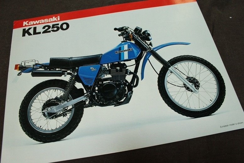 Kawasaki KL250 motorfiets verkoop folder KL 250 brochure, Ophalen of Verzenden, Kawasaki