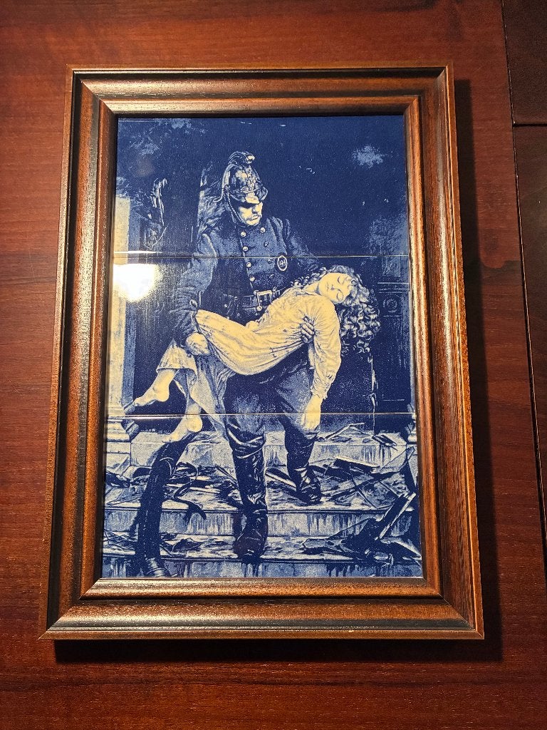 Ingelijst tegeltableau - Brandweerman Charles Vigor (Sphinx), Ophalen
