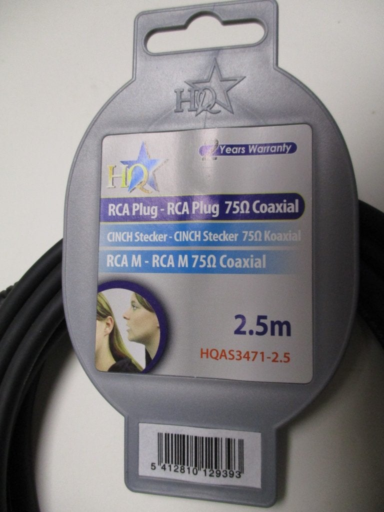 Coaxkabel- tulp - 2,5 meter {7303}, Ophalen of Verzenden, Nieuw, Minder dan 2 meter, Luidsprekerkabel