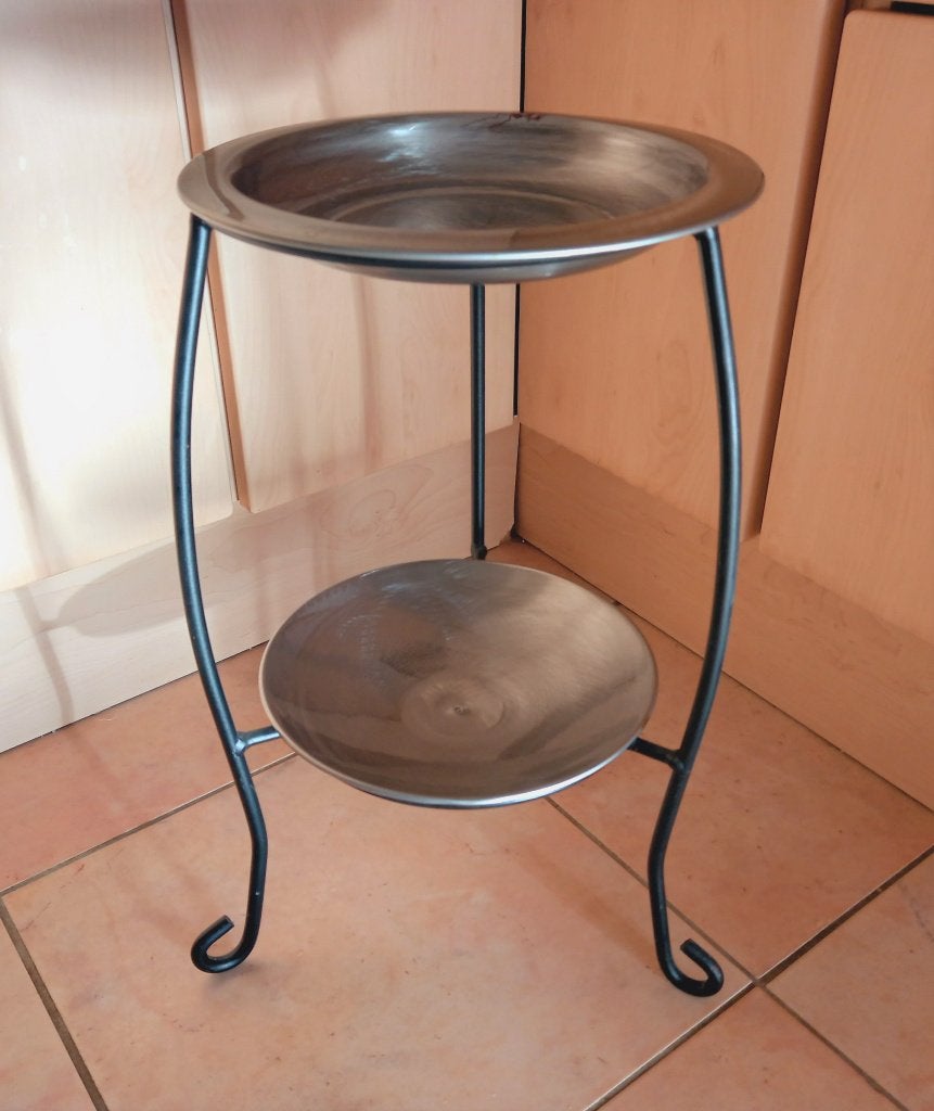 Leuke decoratieve metalen etagère met twee verdiepingen, Ophalen of Verzenden, Overige typen