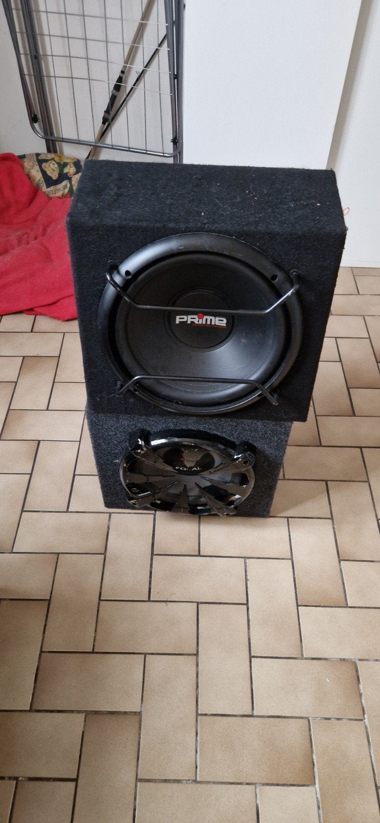 2x subwoofer set!, Gebruikt, Inclusief kabels, Subwoofer, Ophalen