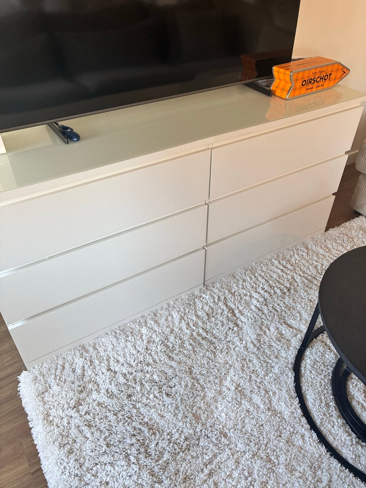 2x IKEA Malm ladekast met 3 lades, wit, inclusief glasplaat, Ophalen, 150 tot 200 cm, Zo goed als nieuw, Met lade(s)