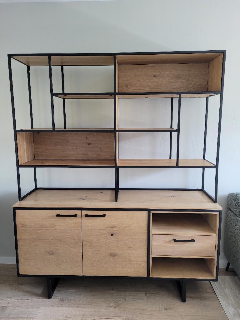 Dressoir met bovenkast, Ophalen, Met deur(en), 150 tot 200 cm, Eikenhout