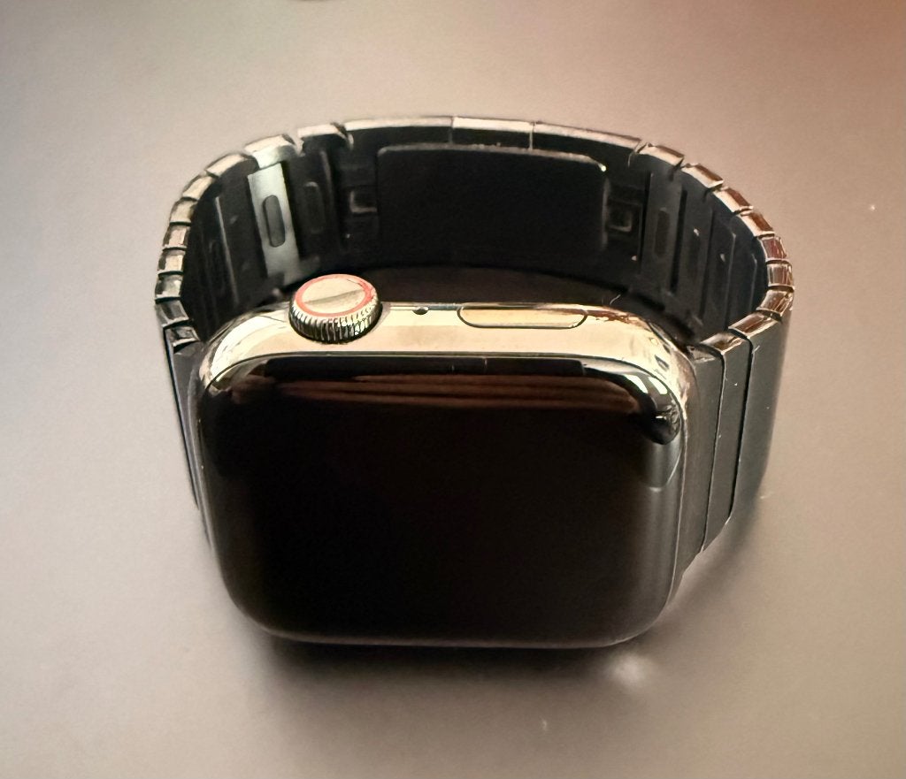 Apple Watch Series 8 45 mm Stainless Steel GPS + Cellular, Sieraden, Tassen en Uiterlijk, Gebruikt, Apple Watch ⌚️, Zwart, IOS