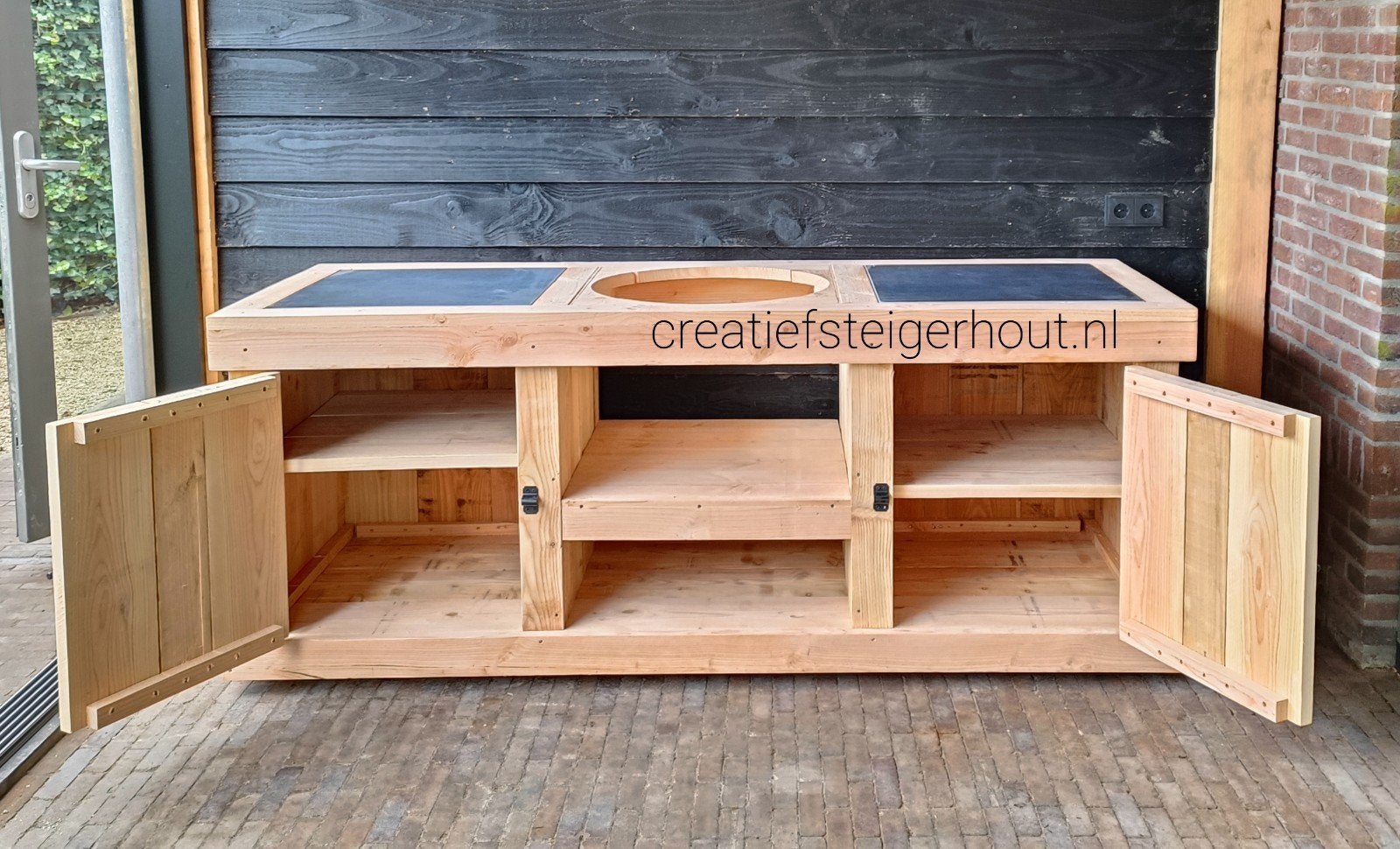 Buitenkeuken douglas met wielen kamado bastard green egg ei, Verzenden, Nieuw, Houtskool, Inbouw