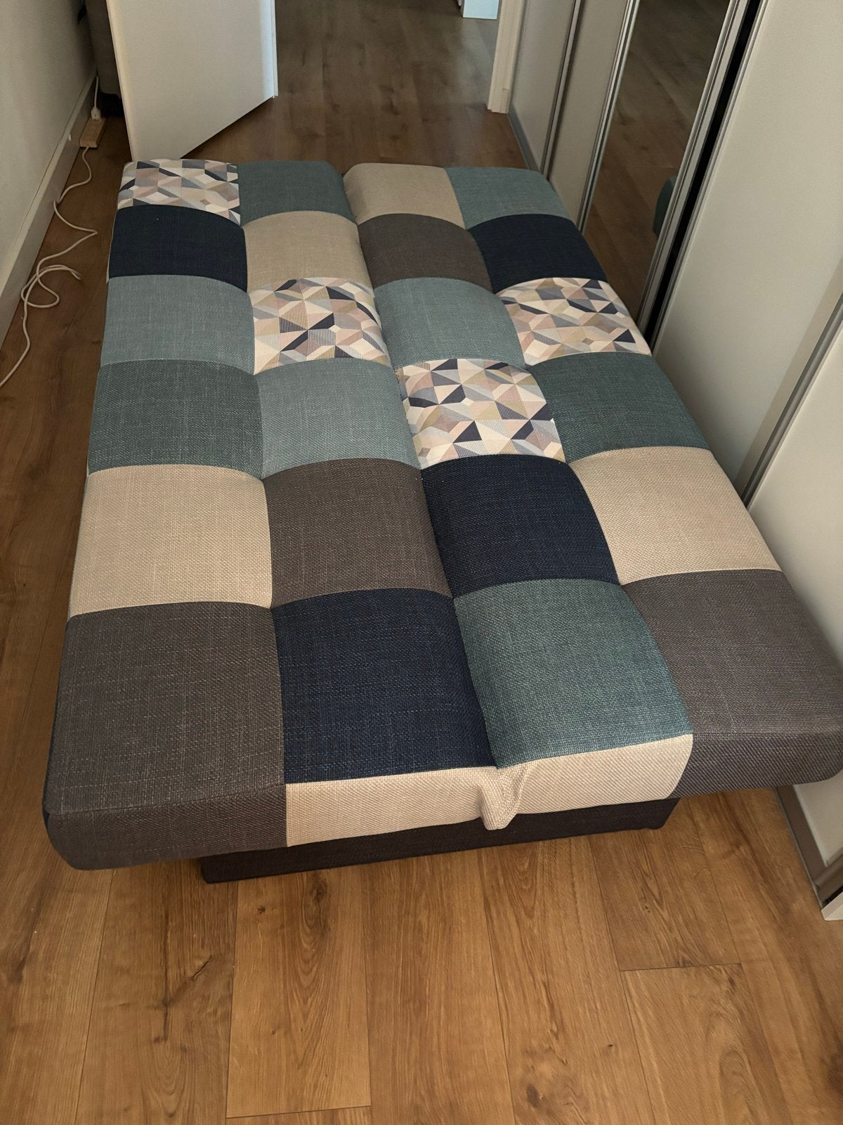 Slaapbank / Futonbank met Patchwork Design, Ophalen, Gebruikt, Meerkleurig, Tweepersoons