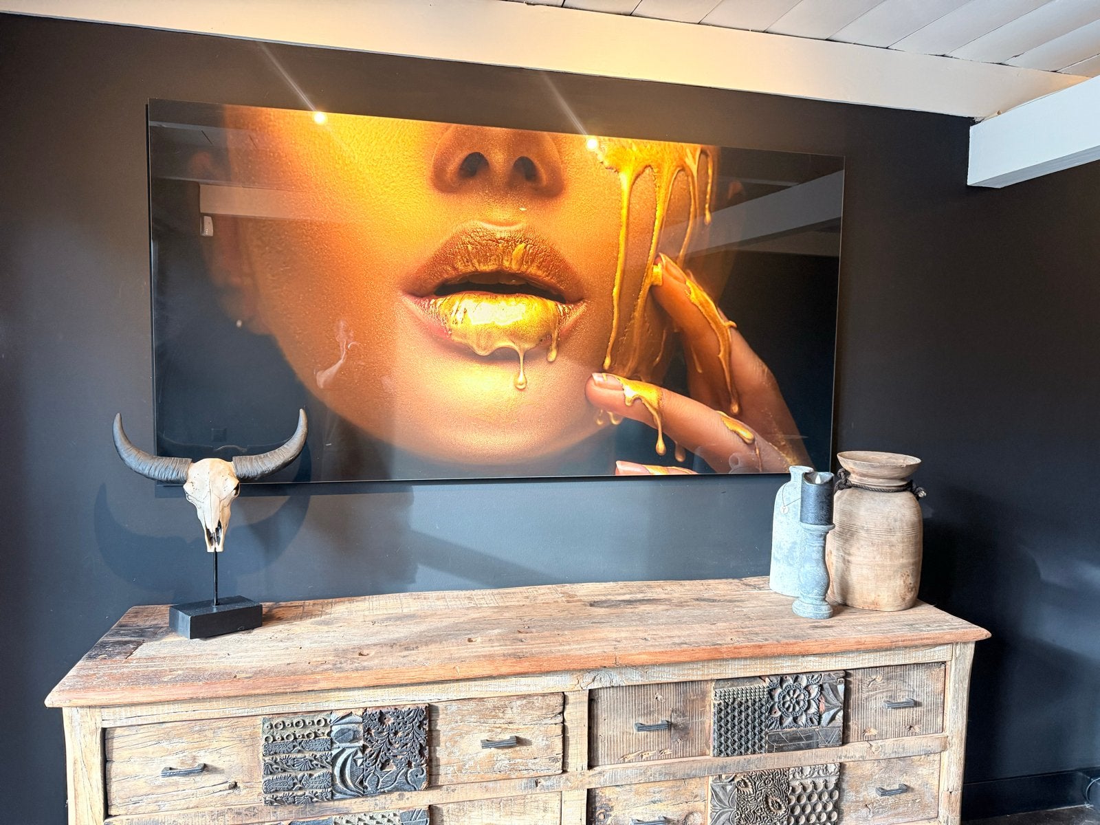 Schilderij acrylglas 120x80 cm - Hotel Chique Stijl, Antiek en Kunst, Ophalen, Glas, Print, Figuren