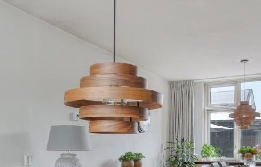 ETH Walnut Hanglamp - Stijlvolle Houten Verlichting, Ophalen, Zo goed als nieuw, Hout