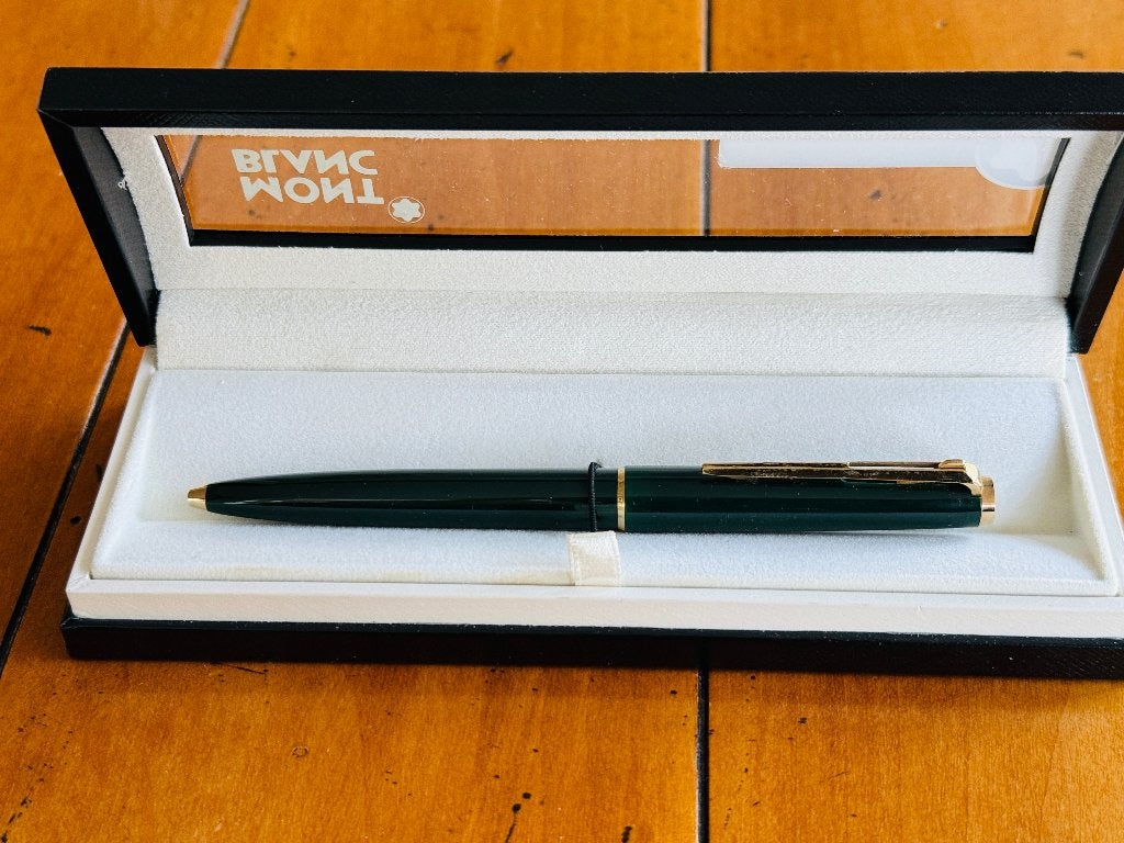 Montblanc 380 Balpen – Groen met “11e Vinger” Hendelsysteem, Verzamelen, Pennenverzamelingen, Balpen, Met doosje, Ophalen of Verzenden