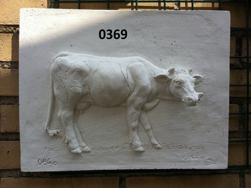Wandschilderrij Koe. nr 0369, Ophalen, Nieuw, Beton, Mensenbeeld