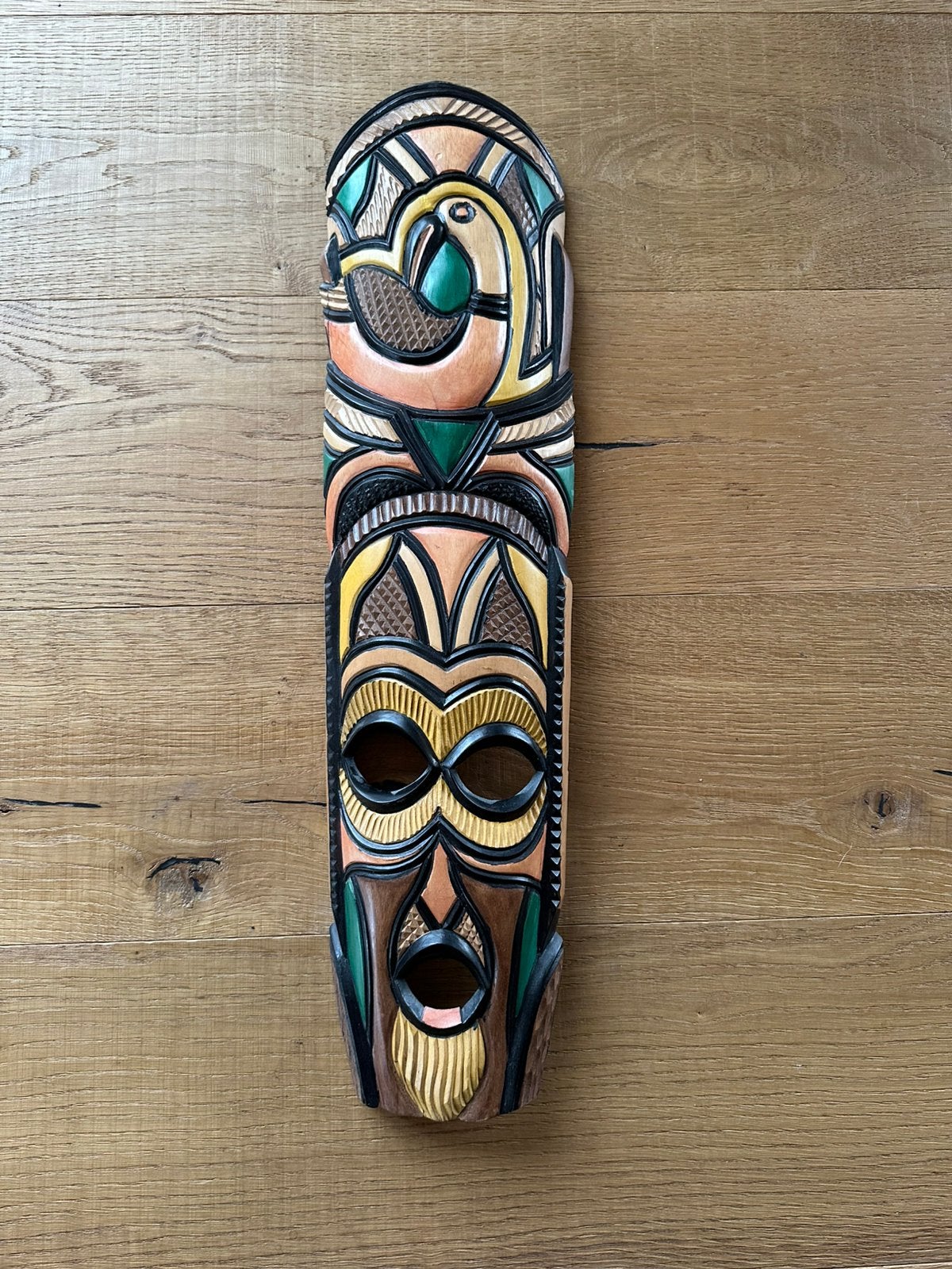 Afrikaans houten masker handgesneden, Overige onderwerpen, Handgemaakt, Hout, Overige stijlen