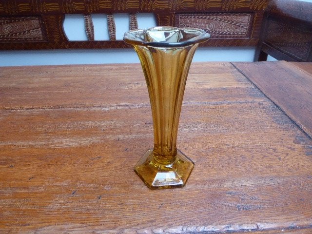 Persglazen art deco vaas, Val Saint Lambert Luxval Americain
