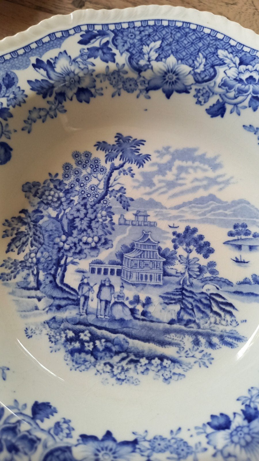 Antiek Woods Burslem England Wandbord - Blauw/Wit Decor, Antiek en Kunst, Ophalen of Verzenden