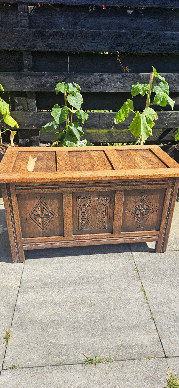Vintage houten dekenkist / opbergkist “Romance, Ophalen, Gebruikt, 50 tot 100 cm, 50 tot 75 cm