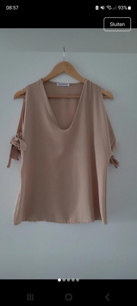 Blouse met open schouders, Beige, Ophalen of Verzenden, Zo goed als nieuw, Korte mouw