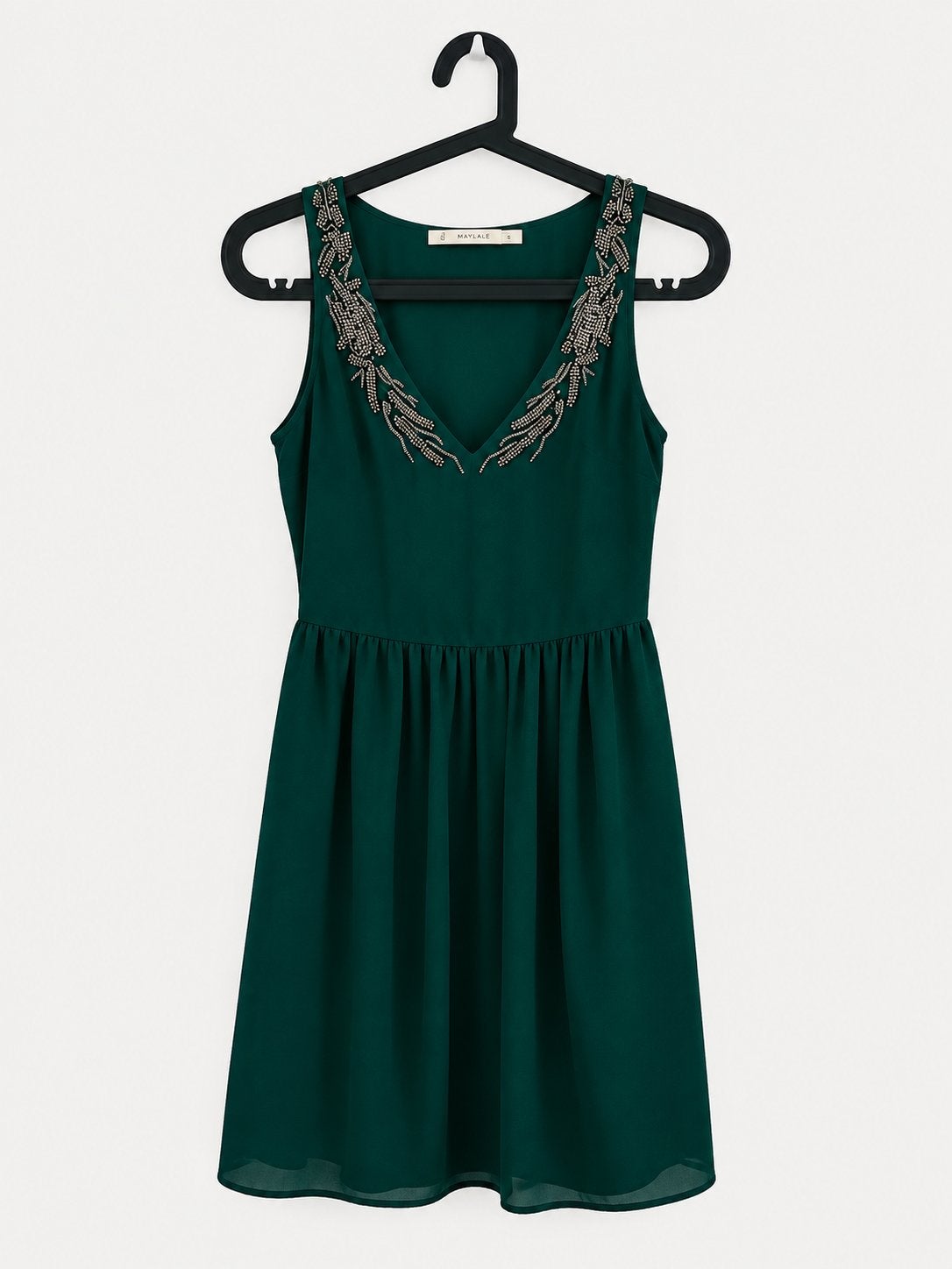 Zara jurk maat XS, smaragdgroen met kraaltjes, Ophalen of Verzenden, Nieuw, Maat 34 (XS) of kleiner, Groen