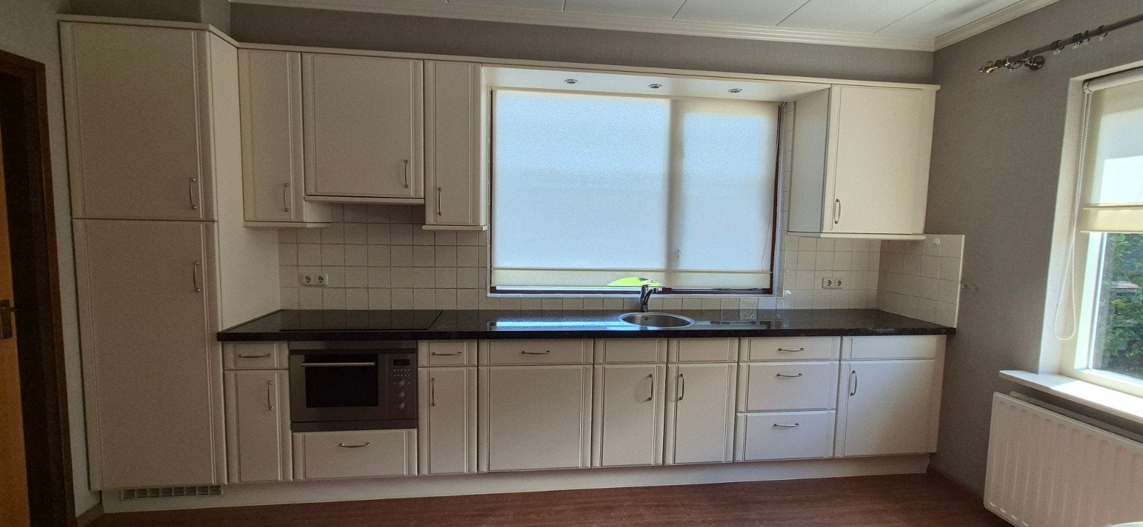 Complete keuken met apparatuur en granieten blad, Ophalen, Gebruikt, Graniet of Steen, Enkelwandige keuken
