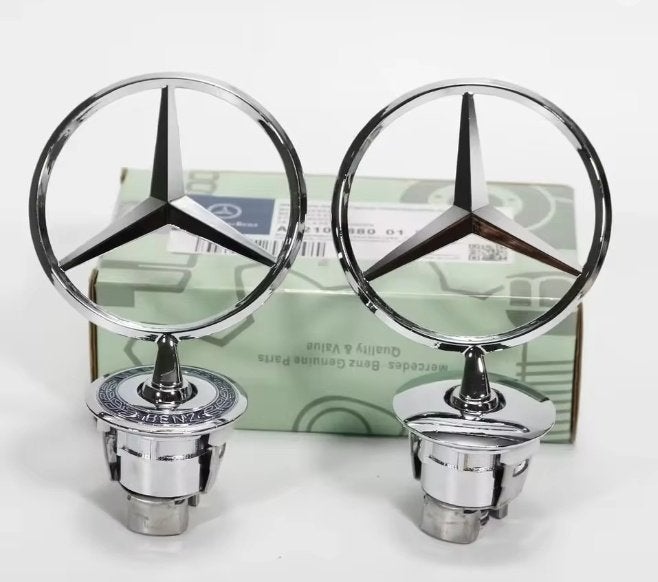 2X MB STERREN 1X MET LAUWERKRANS DE ANDERE ALLEEN  CHROME, Ophalen of Verzenden, Nieuw, Mercedes-Benz, Motorkap