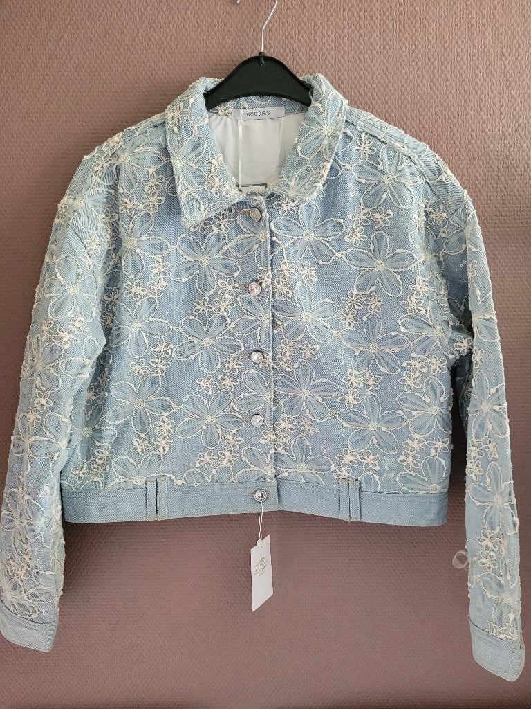 Nieuw,prachtig licht spijkerjasje met details, maat L, Blauw, Maat 42/44 (L), Nieuw, Ophalen of Verzenden
