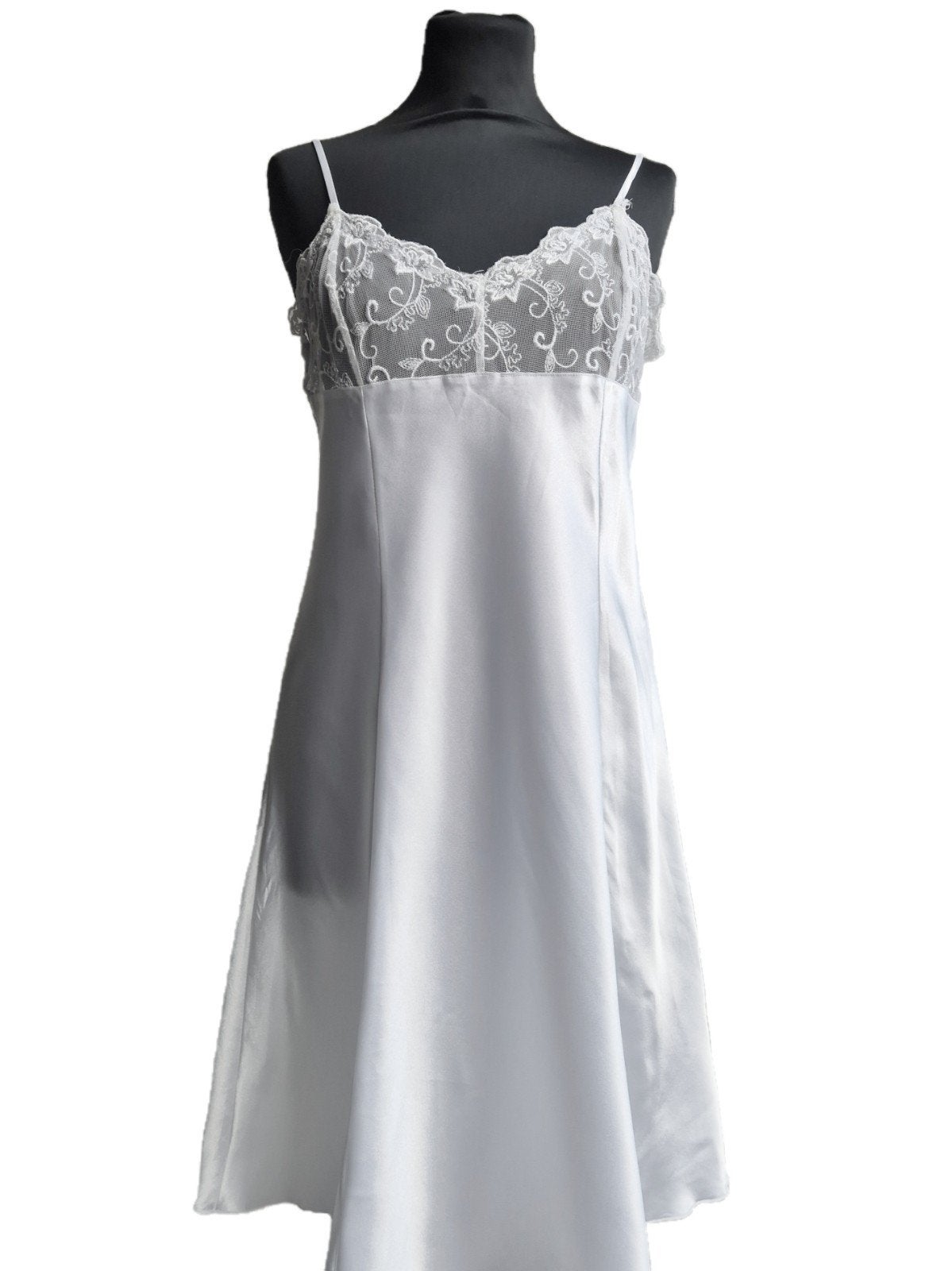 Vintage satijnen slipdress, Kleding | Dames, Ophalen of Verzenden, Zo goed als nieuw, Maat 36 (S), Wit