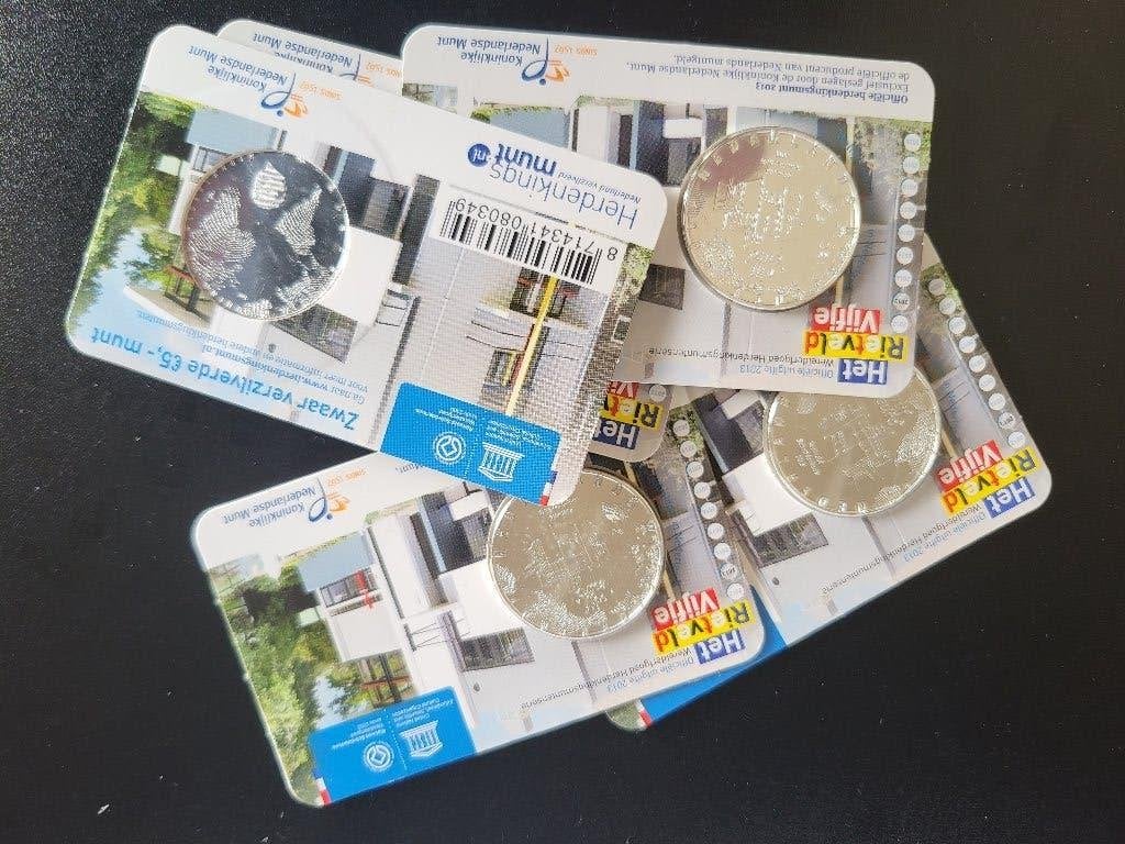 Het Rietveld vijfje in coincard €5,- 2013, Ophalen of Verzenden, Koningin Beatrix, Euro's