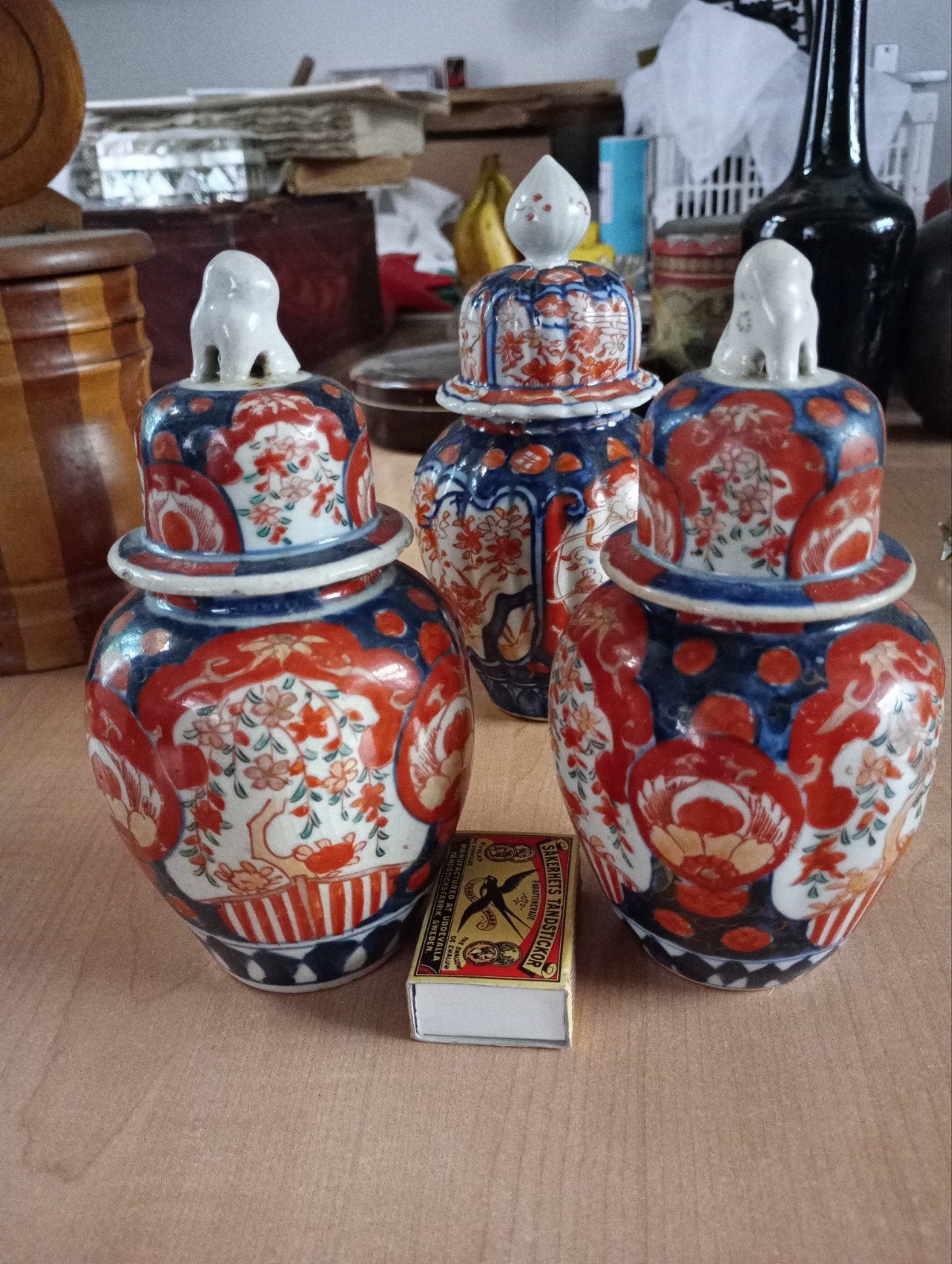 Japanse imari dekselvaasjes 2X, Ophalen of Verzenden