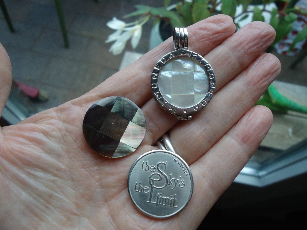 mooie echt zilveren hanger mimoneda met 3 munten maat m, Ophalen of Verzenden, Zo goed als nieuw, Zilver, Zilver