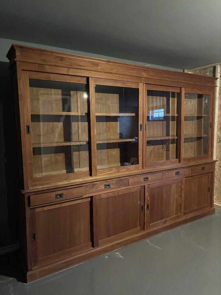TEAK houten buffet kast, Ophalen, Met deur(en), 200 cm of meer, Glas