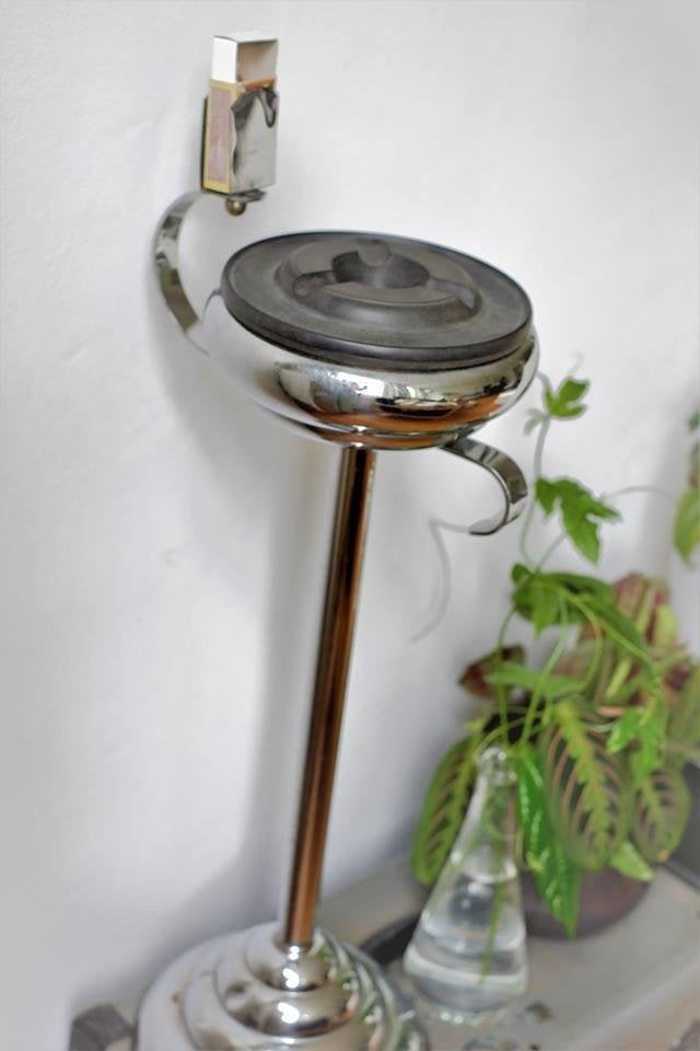 Rookstandaard, Art deco asbak standaard, chroom, bakeliet, Ophalen