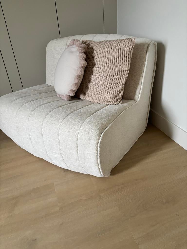 Comfortabele fauteuil - Crème/Beige Busto kwantum, Huis en Inrichting, Fauteuils, Ophalen, Zo goed als nieuw, Stof