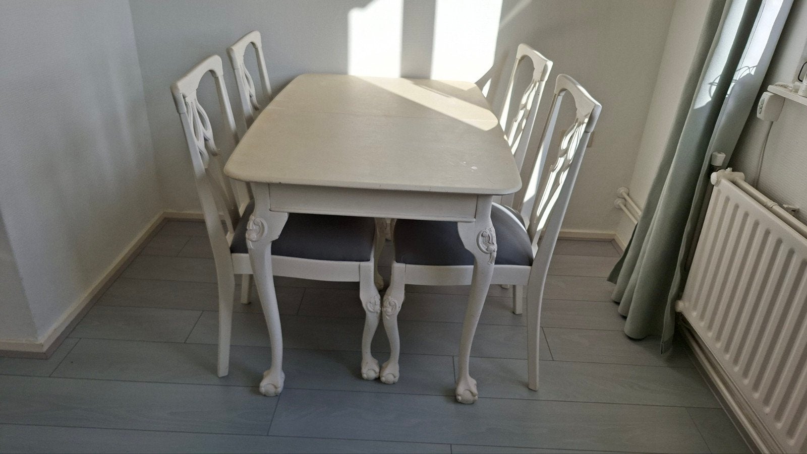 Eettafel barok met 4 stoelen, Ophalen, Gebruikt, Rechthoekig, 50 tot 100 cm