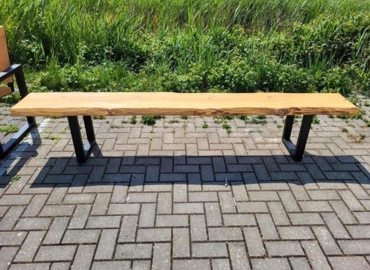 Tuinbank douglas/lariks hout met stalen frame, Niet ingevuld, Niet ingevuld, Nieuw, Ophalen of Verzenden