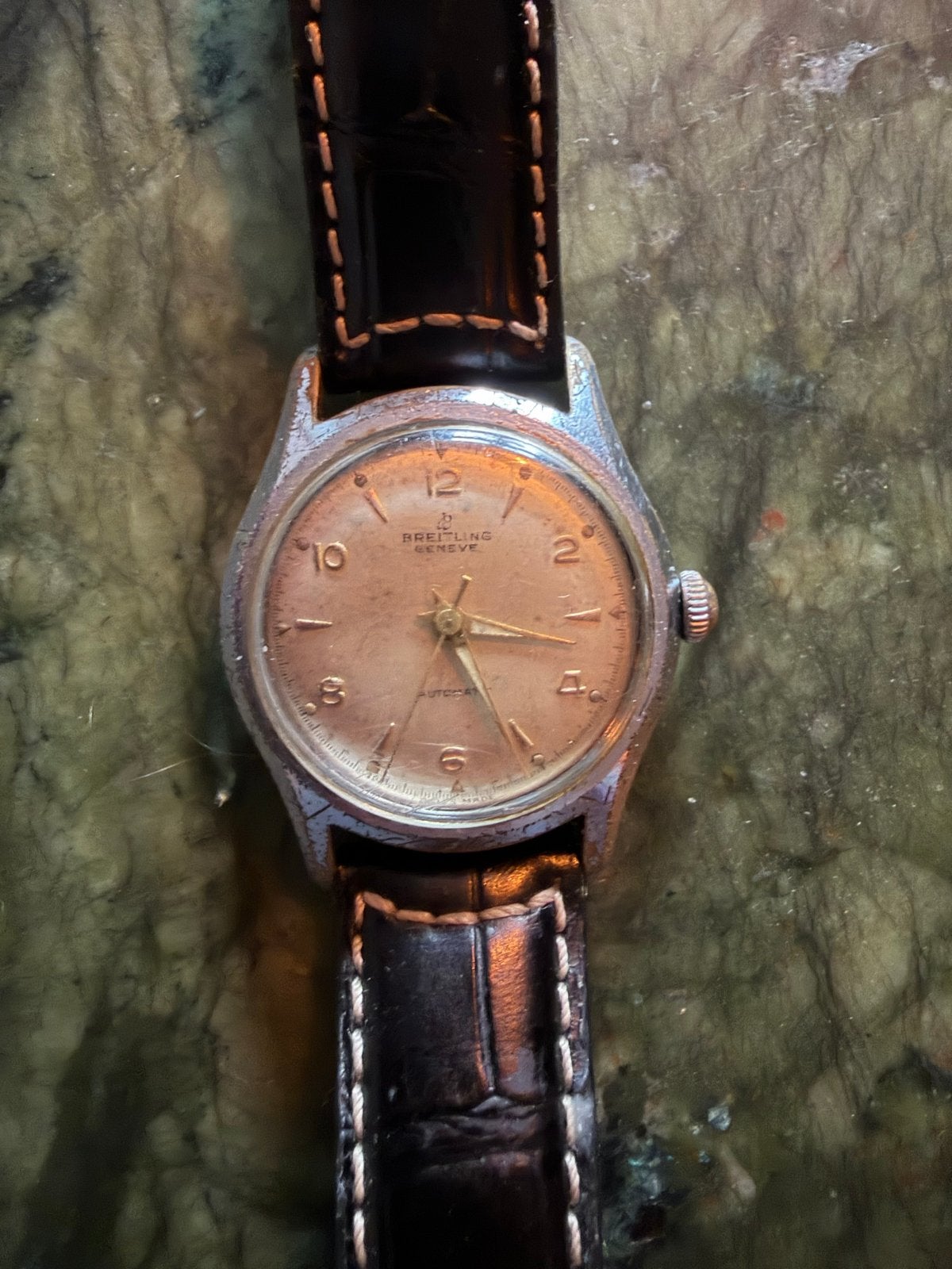 Vintage Breitling Geneve Automaat Polshorloge (goed werkend), Sieraden, Tassen en Uiterlijk, Staal, Met bandje, Breitling, Polshorloge