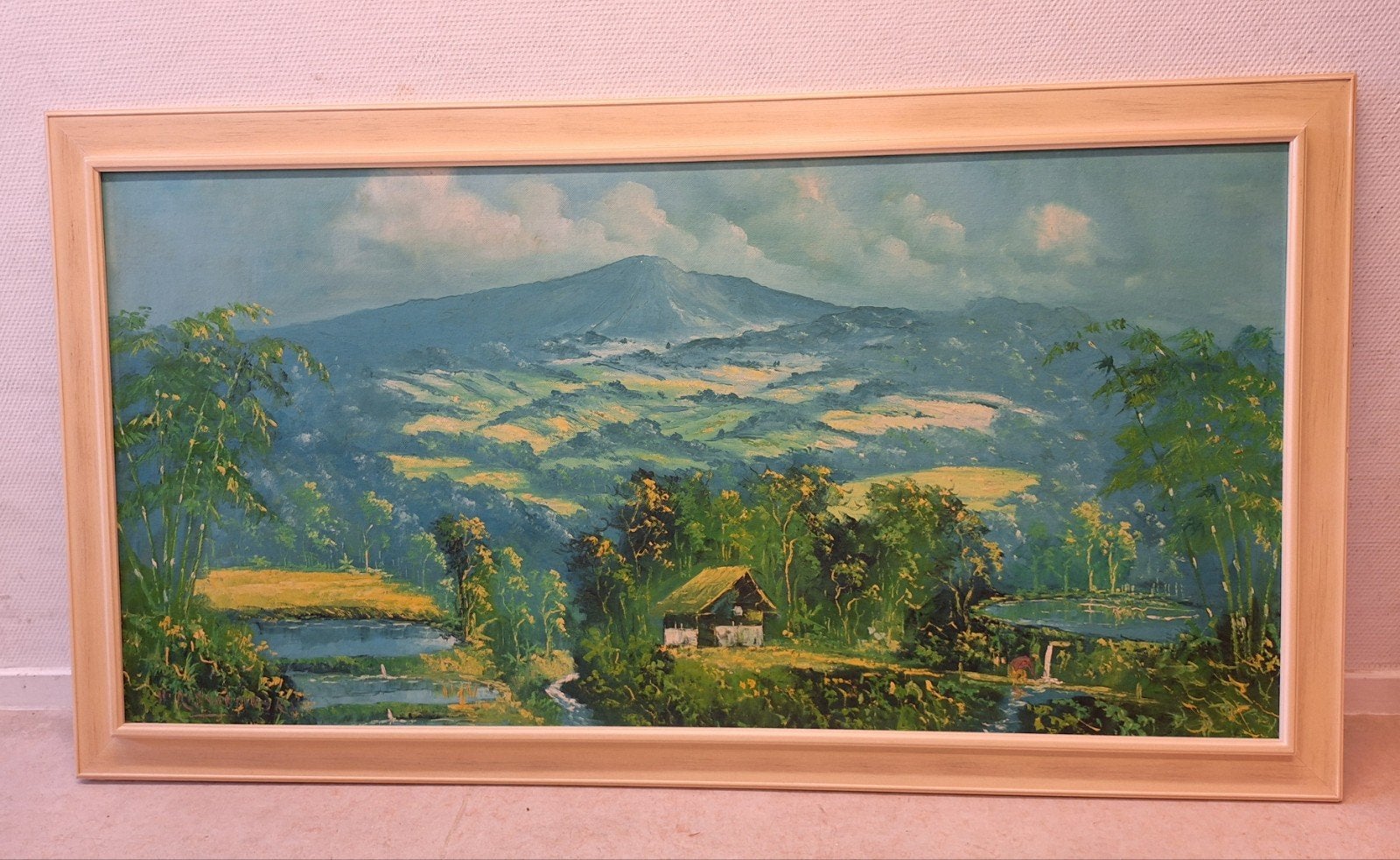 Groot schilderij Aziatisch landschap 144x78, Ophalen, Impressionistisch, Gesigneerd, Landschap
