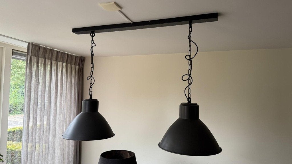 Industriële hanglampen set - Zwart metaal, Huis en Inrichting, Ophalen, Industrieel, Modern, E27 (groot), Zo goed als nieuw