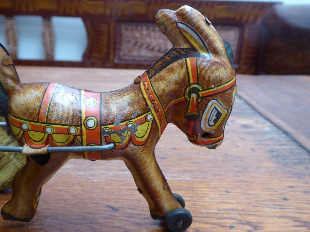 Antiek blikken ezeltje met kar, Balky Mule Marx & co., Antiek en Kunst, Ophalen of Verzenden