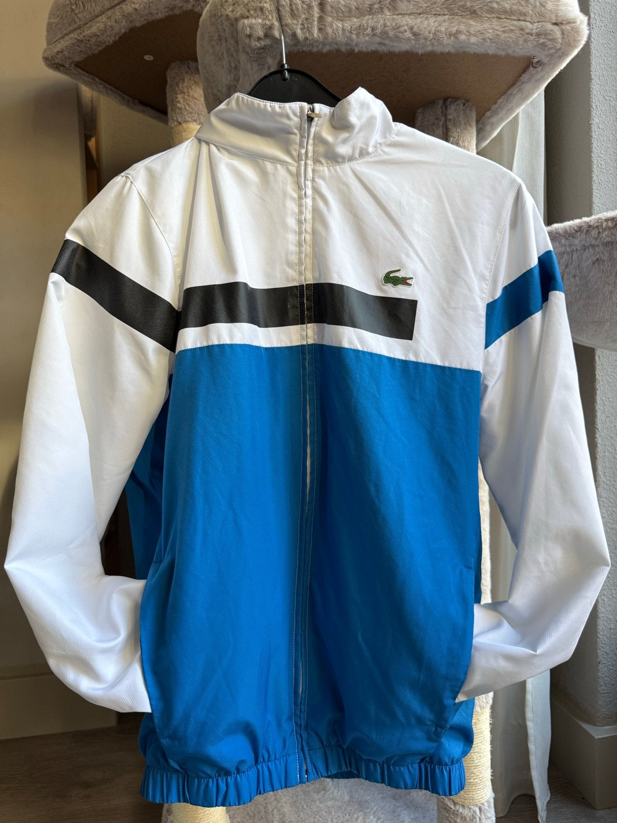 Lacoste Sport Windjack - Wit, Blauw, Zwart, Ophalen of Verzenden, Zo goed als nieuw, Maat 46 (S) of kleiner, Wit