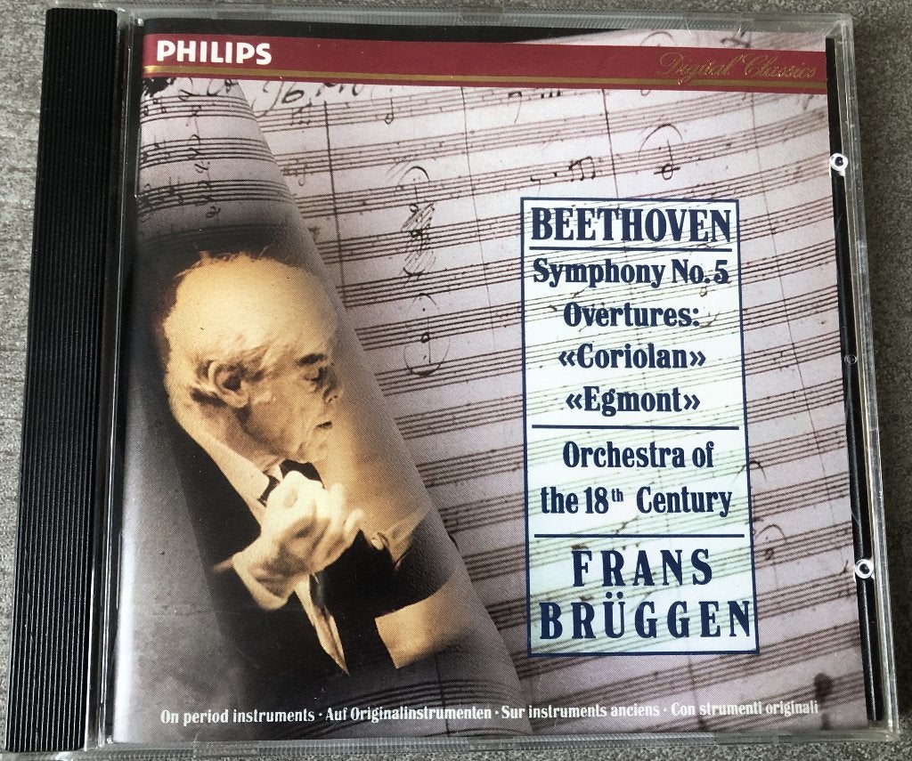 BEETHOVEN-FRANS BRUGGEN- SYMPHONY 5, CORIOLAN, EGMONT, Ophalen of Verzenden, Zo goed als nieuw, Classicisme, Orkest of Ballet