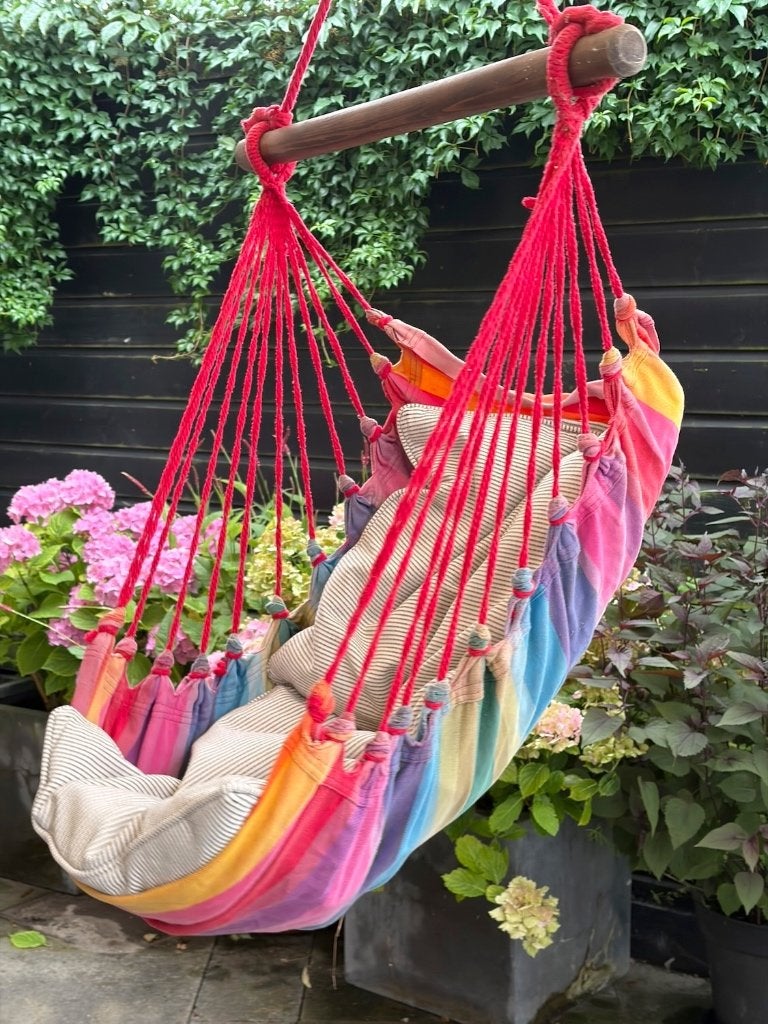 Hangstoel van canvas om in te zitten - kleine maat, Tuin en Terras, Ophalen, Zo goed als nieuw, Eenpersoons, Binnen