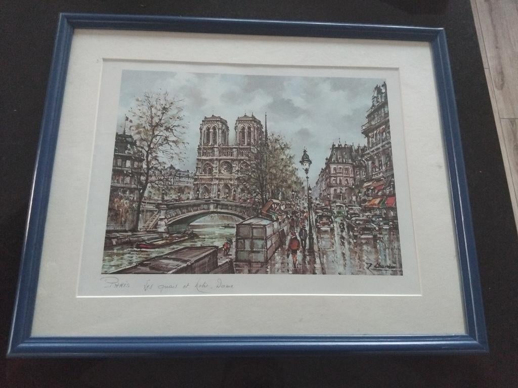 Litho Kunstlithografie Parijs Notre Dame van Chardon Vintage, Ophalen of Verzenden