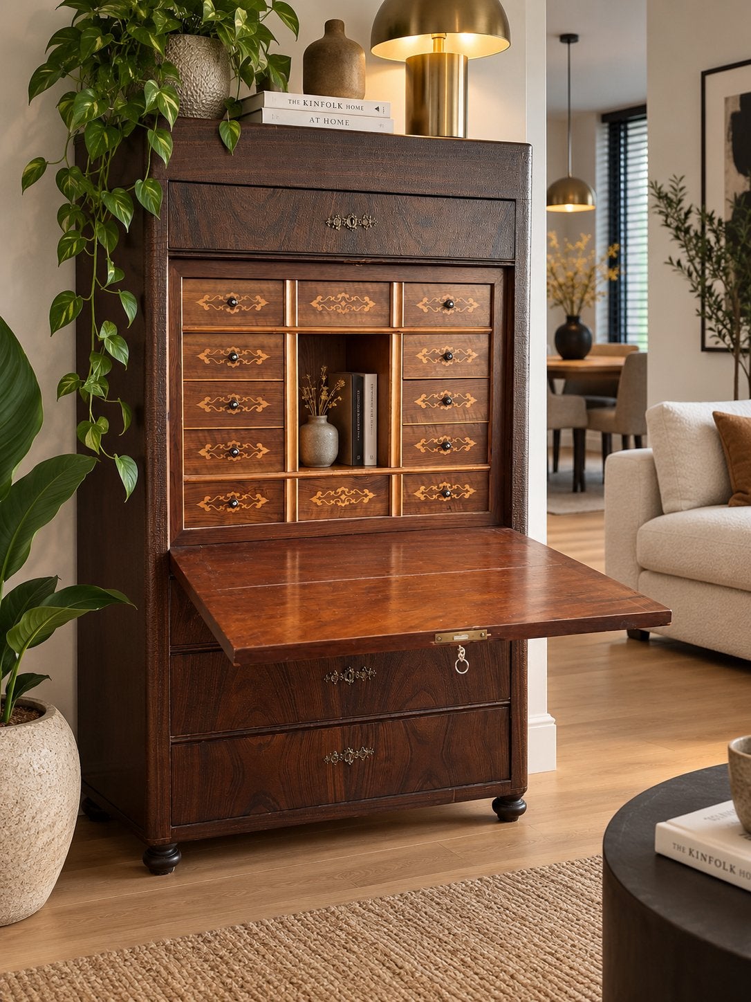 3 Antieke kasten wv 1secretaire à abattant (klepsecretaire),, Ophalen, Kersenhout, Gebruikt, 100 tot 150 cm