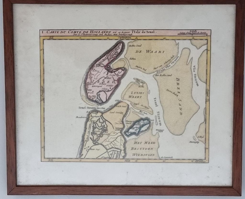 Kaart van Texel, ingelijst, Nederlandse Kaas Unie, Ophalen of Verzenden, 1800 tot 2000, Nederland, Landkaart