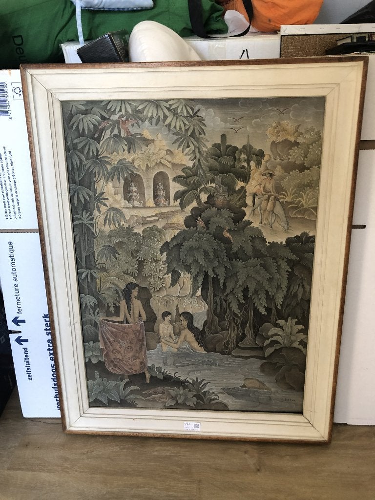 Indonesisch schilderij van Barwa, Ophalen, Doek, Portret of Personen, Realistisch