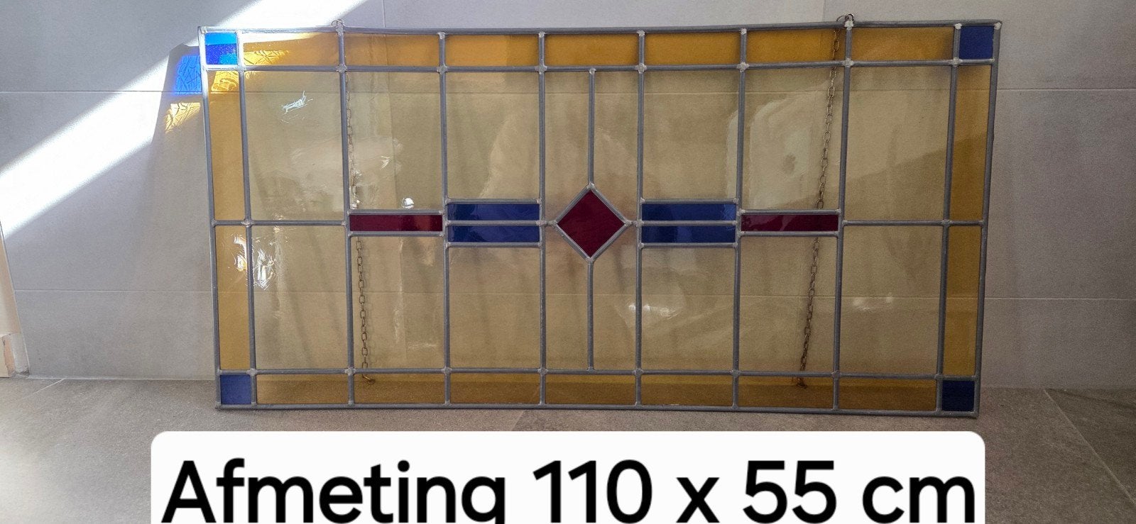 @@Set van 3 glas-in-lood ramen, art deco stijl@@, Ophalen of Verzenden