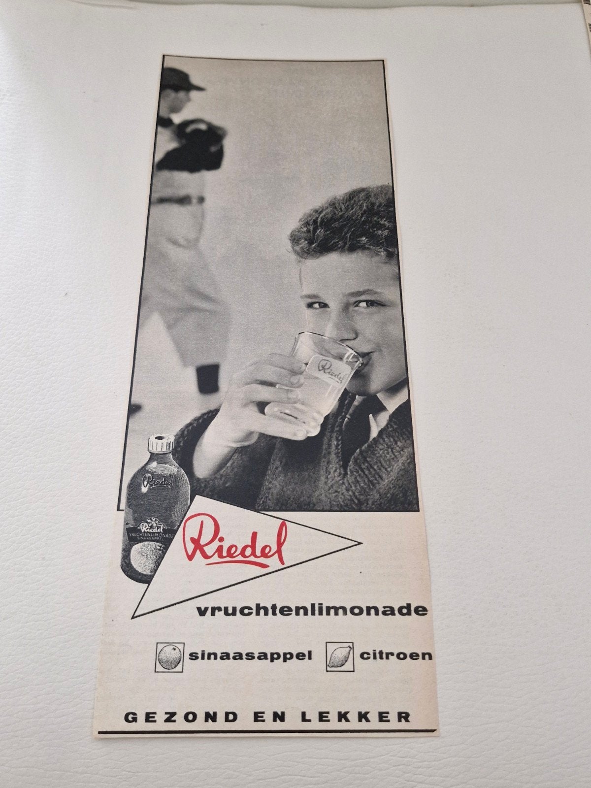 15 Verschillende Riedel Limonade Advertenties (ca.1950-1970), Ophalen of Verzenden, 1940 tot 1960, Nederland, Knipsel(s)