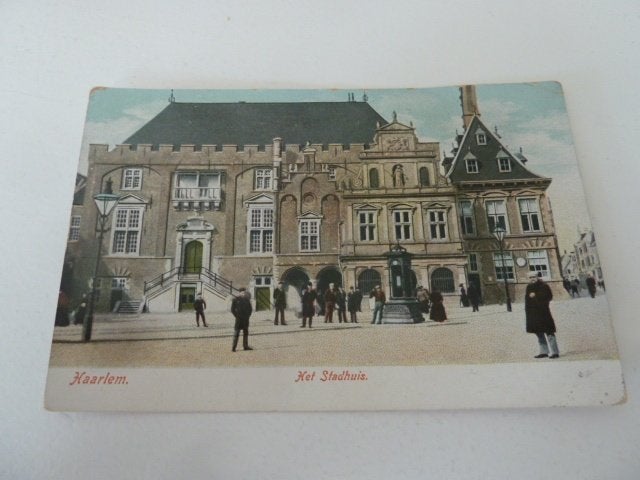Haarlem circa 1905 Stadhuis met volk, Ophalen of Verzenden, Voor 1920, Ongelopen, Noord-Holland
